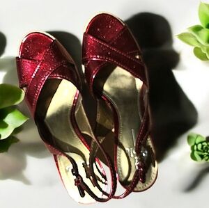 Linea Paolo Sparkling Red Slingback Heels Women's Size 9